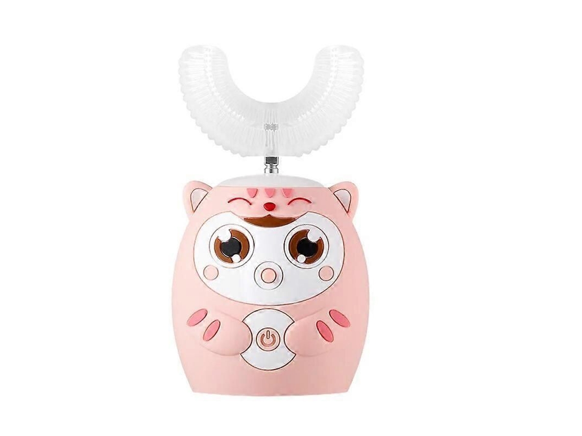 Escova de Dentes Elétrica Sônica Infantil Automática em Formato U com Ponta Silicone e Design Desenho Animado Dentes. GOKOCO