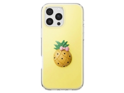 Capa Para Iphone 16 Pro Com Motivo Abacaxi Em Relevo 3d E Borda Elevada