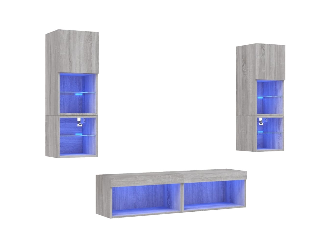 Tv Wall Unit, Tv Wall Units Vidaxl Cinzeto Madeira Processada (n/a)
