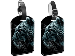 Conjunto De 2 Etiquetas Bagagem Em Imitação Couro Com Estampa Leopardo