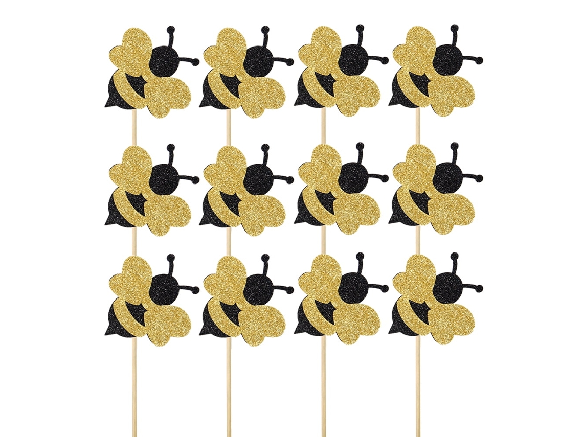12 Adornos De Abeja Con Estrellas Para Tartas