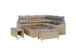 Conjunto 8 De Sofá De Jardim Vidaxl Com Travesseiros Bege Bege Vime Pe