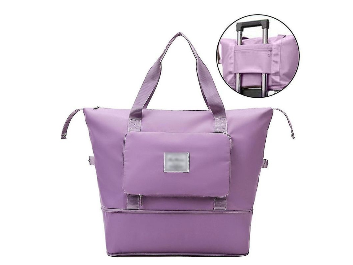 Mochila De Viagem Grande De Nylon Expandível Bolsa Tote Maleta Leve Multiuso Púrpura