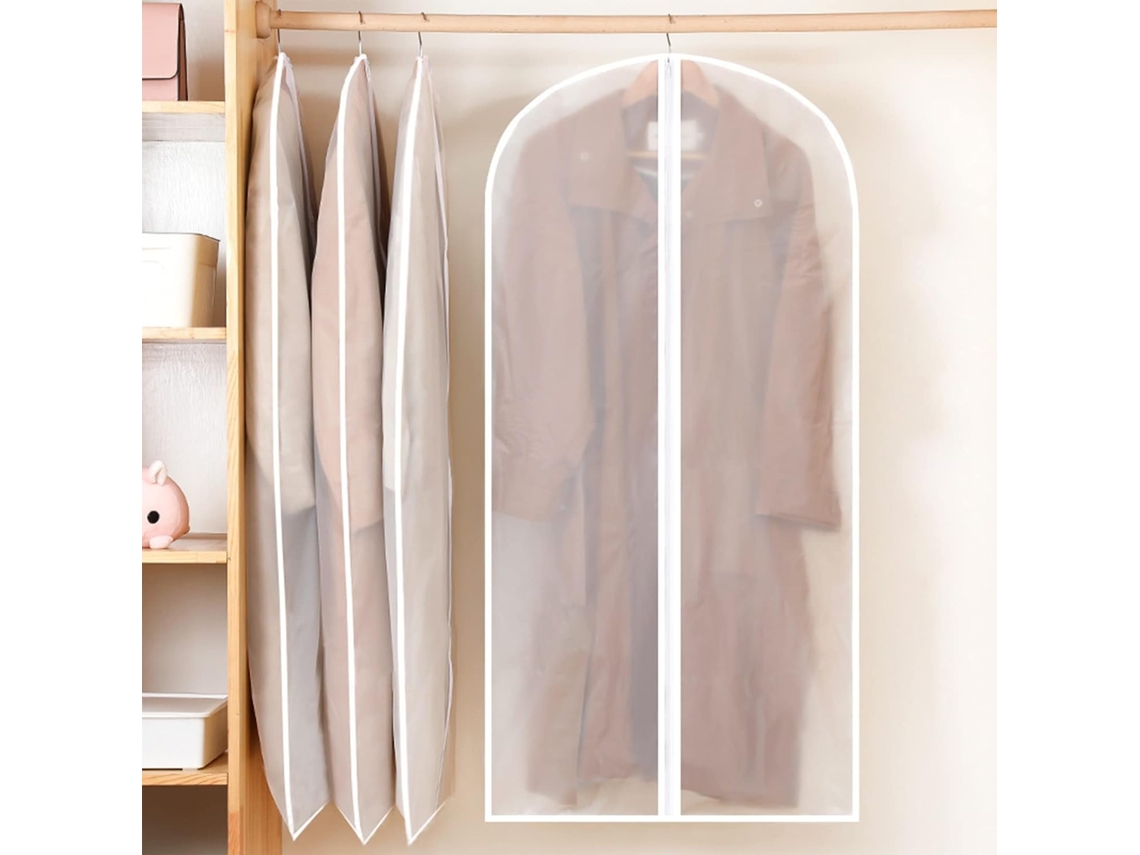 Conjunto De 5 Sacos Transparentes Para Pendurar Roupas, 60 X 140 Cm, À Prova Poeira, Com Zíper.