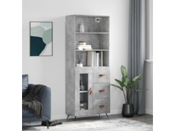 Vidaxl Armário Alto 69,5x34x180 Cm Derivados De Madeira Cinza Cimento