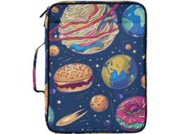 Cartoon Planets Pasta Expansível Fast Food, Organizador Com 7 Bolsos, Fichário De 3 Argolas E Compartimento Com Zíper
