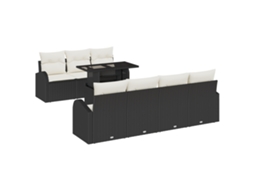 Conjunto 8 Conjunto De Pátio Ao Ar Livre Vidaxl Preto Vime Pe (100 X 55 X 73 Cm)