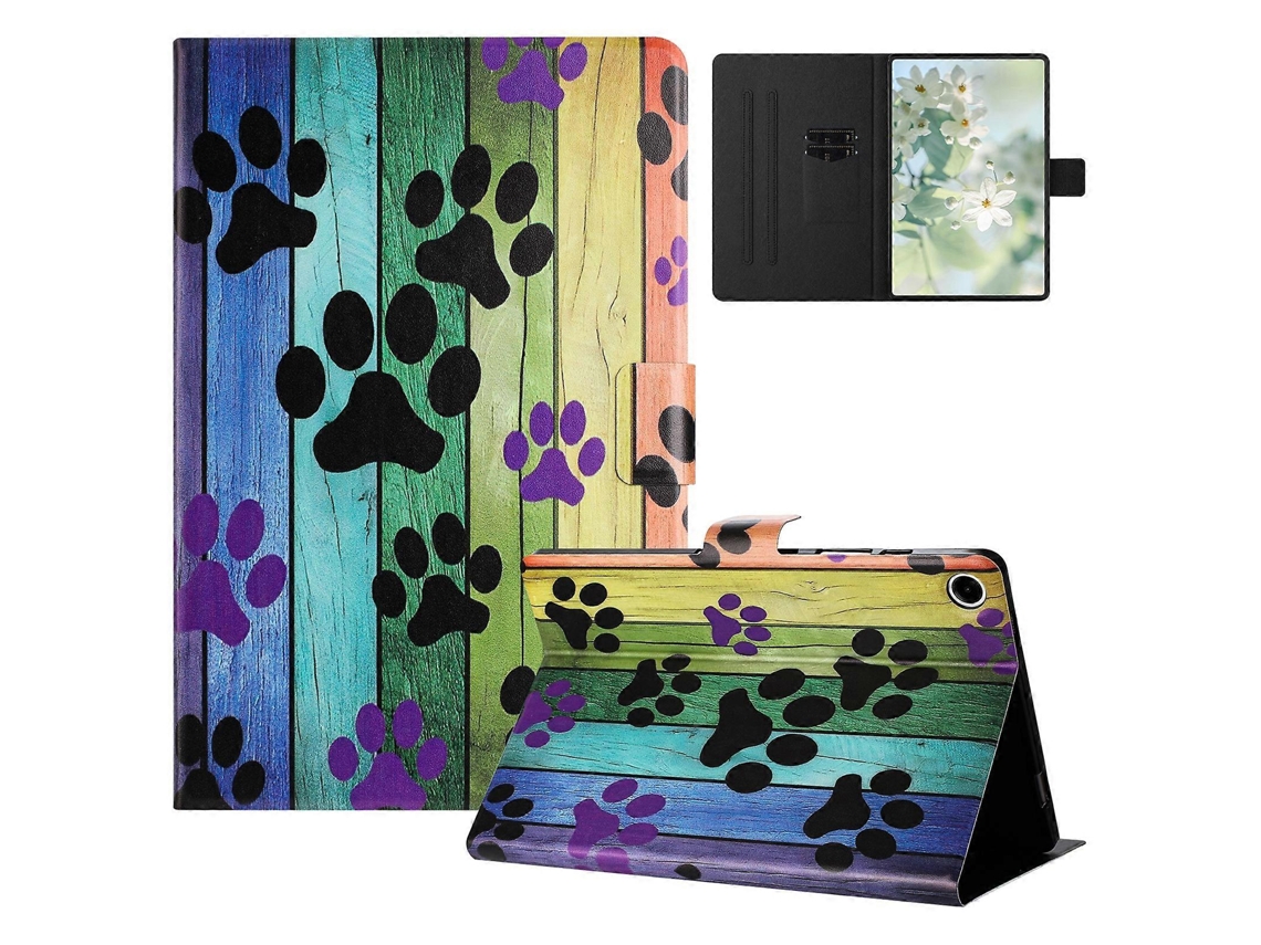 Capa Hengrongshen com estampa de lichia para Samsung Galaxy Tab A9 SM X115 com design de garra de gato e compartimentos para cartões