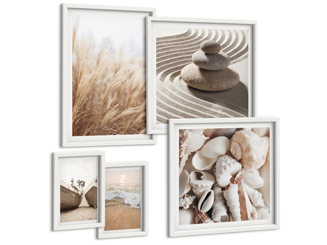 Conjunto De Pinturas Conchas Litorâneas E Areia Espelharte (5 Peças)