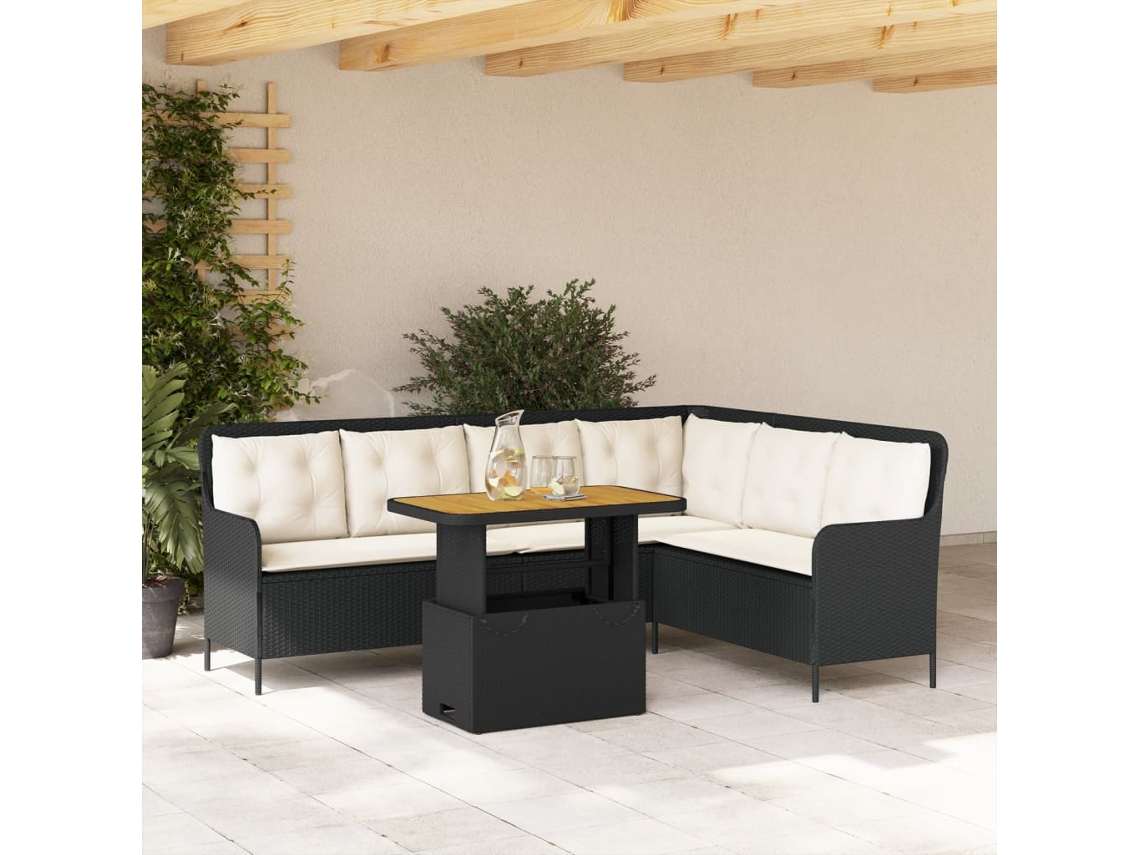 Vidaxl 2 Pcs Conjunto Sofás De Jardim Com Almofadões Vime Pe Preto