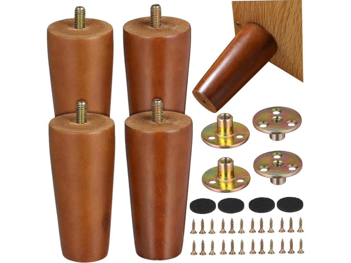 Tehaux Conjunto De 4 Pés Elegantes Para Móveis, Em Madeira Maciça, Para Sofá, Cama, Mesa E Armário Fácil Instalação