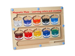 Jogo de labirinto magnético Montessori para colorir e numerar (30 x 22 cm)