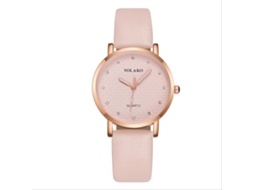 Relógio de Pulso Feminino Yolako Quartzo com Strass Liga Rosa Cinto Pu