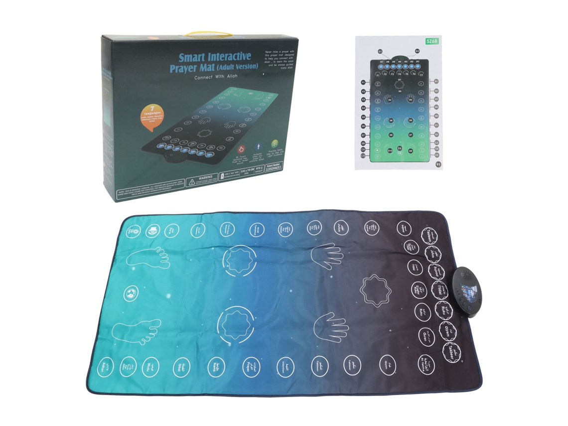 Tapete de oração muçulmano eletrônico WalshLXq com 7 idiomas, tecnologia Smart Touch, dobrável e educativo.