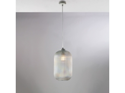 Candeeiro Suspensão Krizia Em Ferro Branco Com Cabo Eléctrico Regulável E Difusor Em Vidro Soprado Transparente Com Dec. Forro Elevado 1 Luz Belight