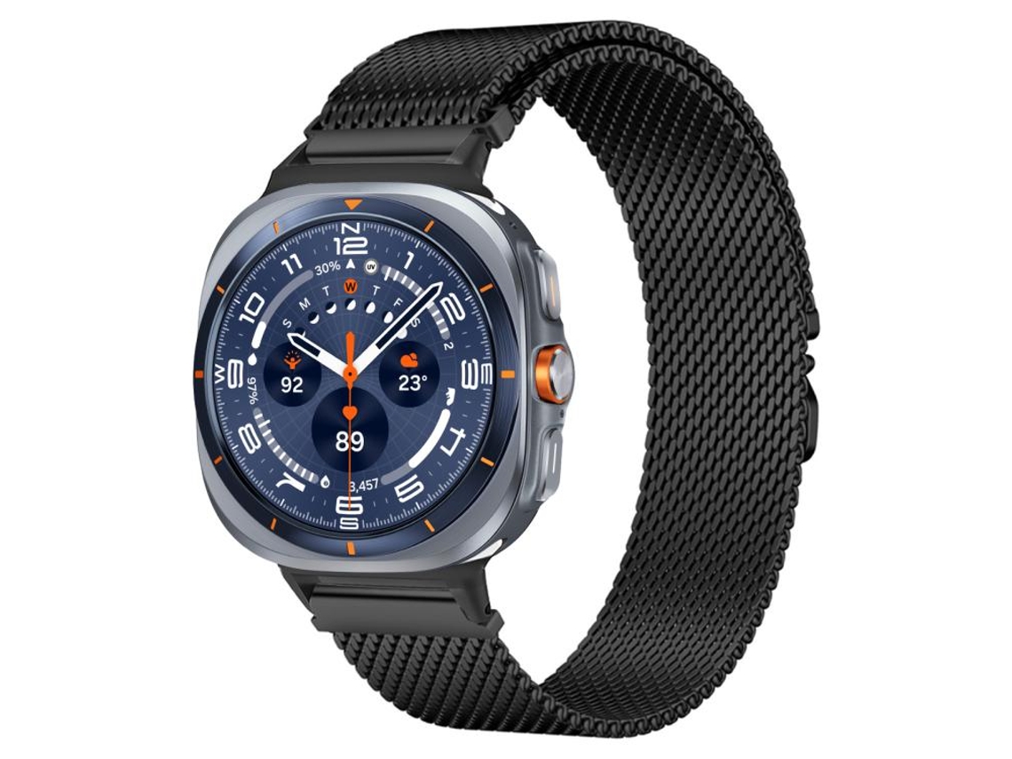 Bracelete para Samsung Galaxy Watch Ultra aço Inoxidável com Fivela de Paraquedas Milanês Preta XIAOMOYU (47mm)