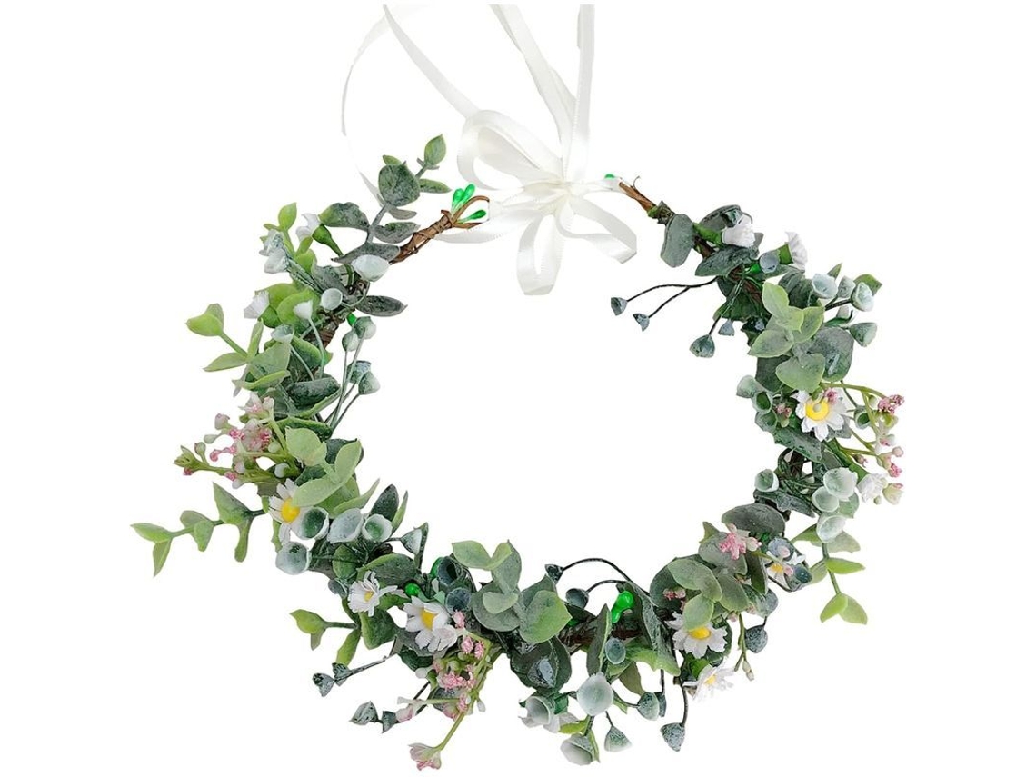 Girlanda Floral Para Cabeza Daisy Corolla Tiara Boho Con Cinta Ajustable Amarilla
