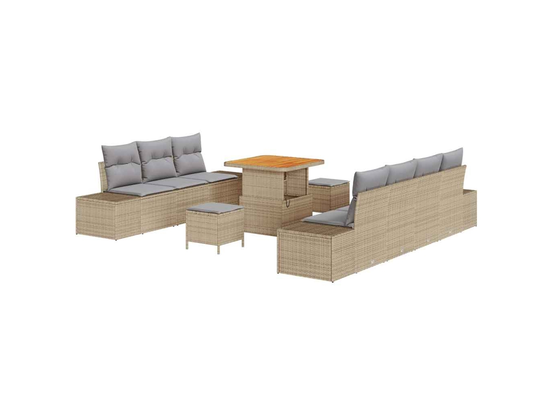 Maison Exclusive - Conjunto De Sofá De Jardim 10 Pcs Bege Rattan Sintético