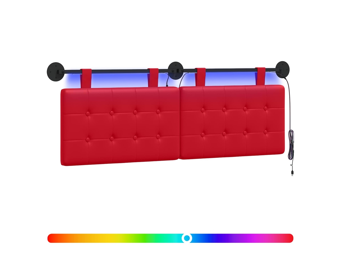 Conjunto 1 Cabeceira Suspensa Vidaxl Vermelho Couro Sintético (130 X 55 X 5 Cm)