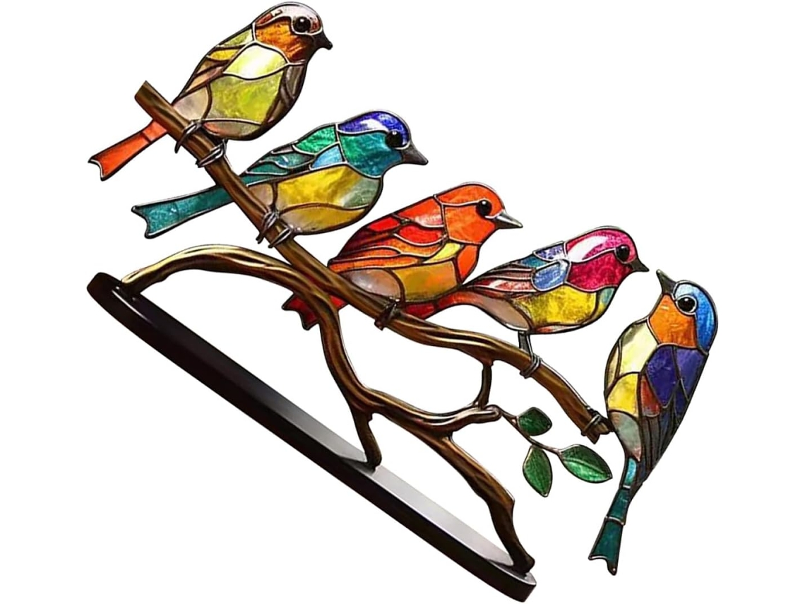 Estátua de Pássaro Multicolorida em Metal, com Design Delicado, para Decorar Mesas, Salas de Estar e Prateleiras. uma CHABERLU