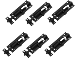 Conjunto De 6-travas Deslizantes Para Portões, Torres, Jardins, Quartos, Banheiros, Portas Internas E Janelas Preto