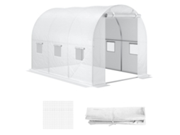 Lona Estufa 6m² Anti-uv Com 6 Janelas E Porta Rolo, Pe Branca