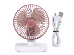 Ventilador Oscilante (ajuste De 4 Velocidades, Recarregável) Mini Ventilador De Mesa Usb Para Casa E Escritório Silencioso De Ouro Rosa