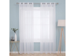 2026-set De 2 Cortinas Translúcidas Brancas Com Olhos Para Quarto E Sala 140x138cm Linjou 140x138 Cm