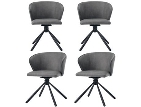 Conjunto De 4 Cadeiras Giratórias Em Pele Sintética Estilo Moderno Cinzento Uytie