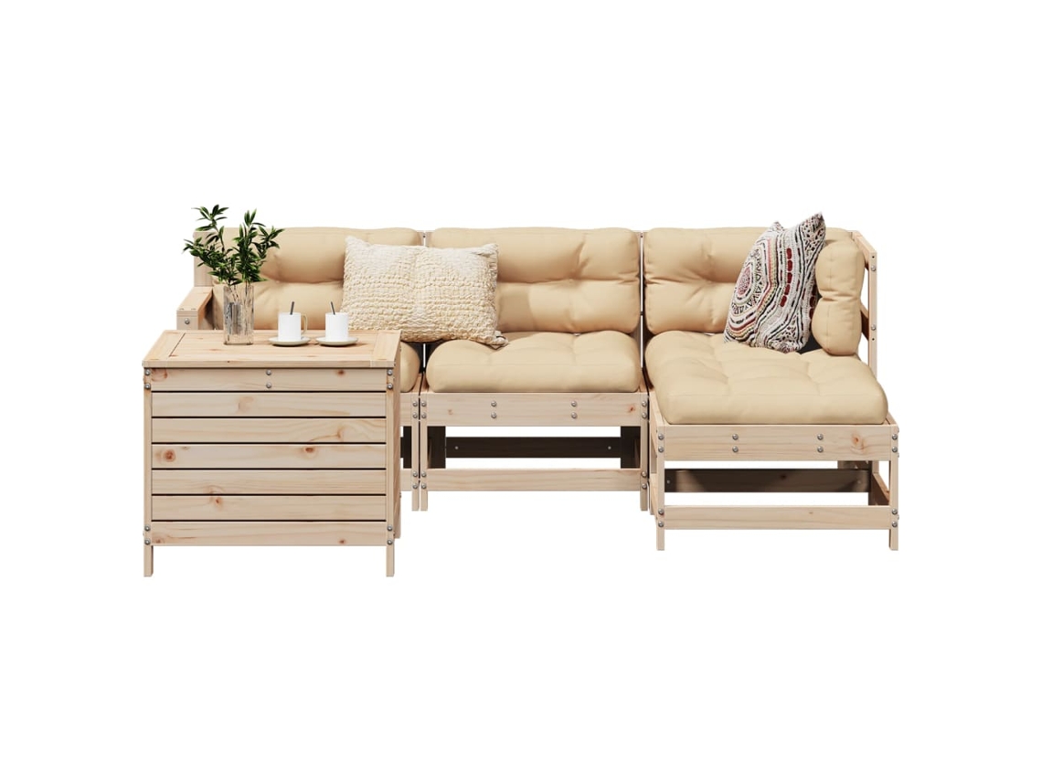Pcs Conjunto De Sofás Para Jardim Madeira De Pinho Maciã§a Dkd Home Decor