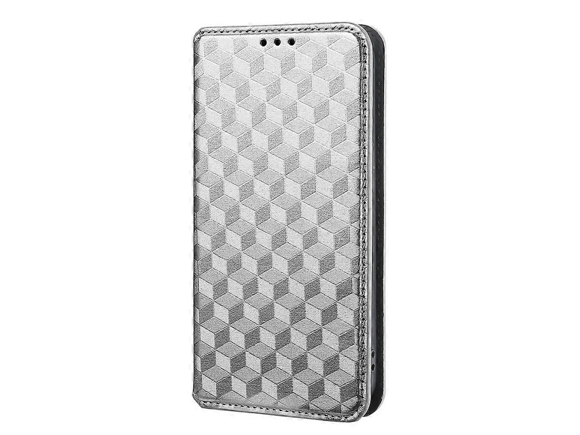 Capa De Celular De Couro Com Textura De Grade Cúbica