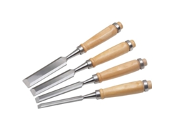 Conjunto De Cinceles De Carpinteiro, 4 Peças, Cabo De Madeira, 8mm+12mm+18mm+24mm