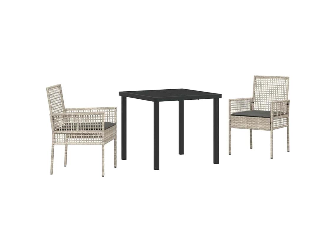 Conjunto de Jantar para Jardim 3 Pcs Cinzento claro Vime Pe MAISON EXCLUSIVE