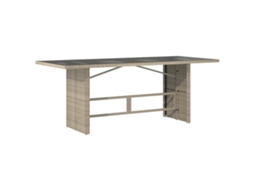 Mesa de jardim com tampo de vidro MAISON EXCLUSIVE Vime Pe Light Cinza (190x80x74 cm)