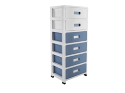 Gaveta De Armazenamento, Design De 6 Camadas, Construção Em Plástico Durável, Azul