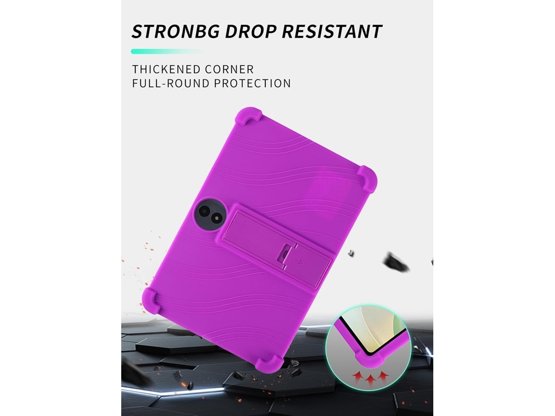 Capa De Silicone Com Suporte Para Tcl Tab A1 Plus 12,2 Polegadas Resistente Preto Digitallab