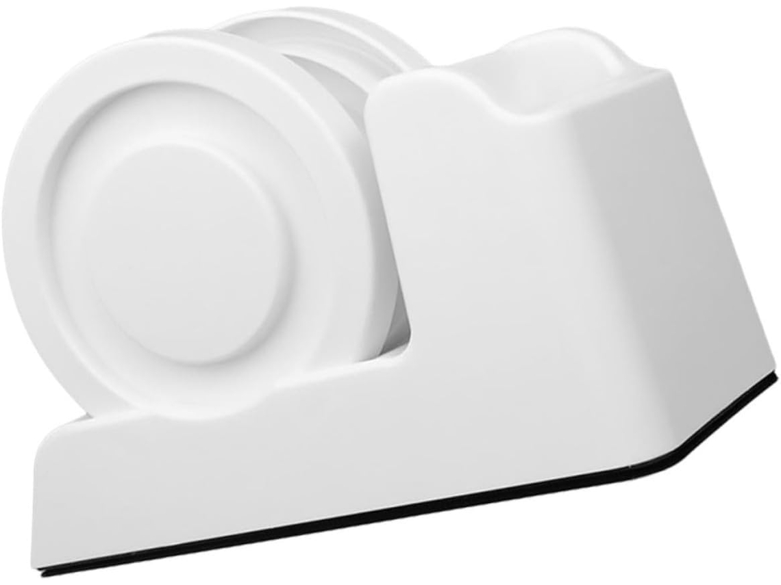 Dispensador de Fita Adesiva Veemoon Mesa com Design Moderno, Plástico Branco, Cortador de Fita Profissional para