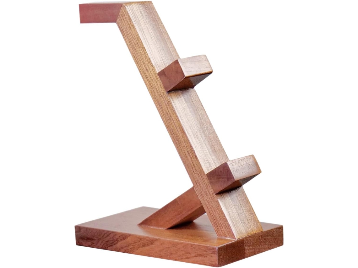 Suporte Multifuncional De Madeira Marrom Para Controles Jogos E Fones Ouvido, Organizador De Mesa Elegante, Espaço Para