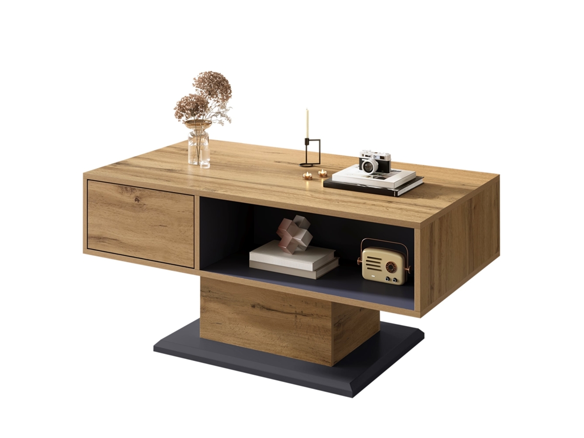 Mesa Centro com Compartimento Interno e Prateleira para Guardar