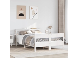 Cama Sem Colchão 150x200 Cm Madeira De Pinho Maciça Branco