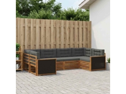 Vidaxl Conjunto De Sofás Para Exterior 6 Unid. Natural E Antracite