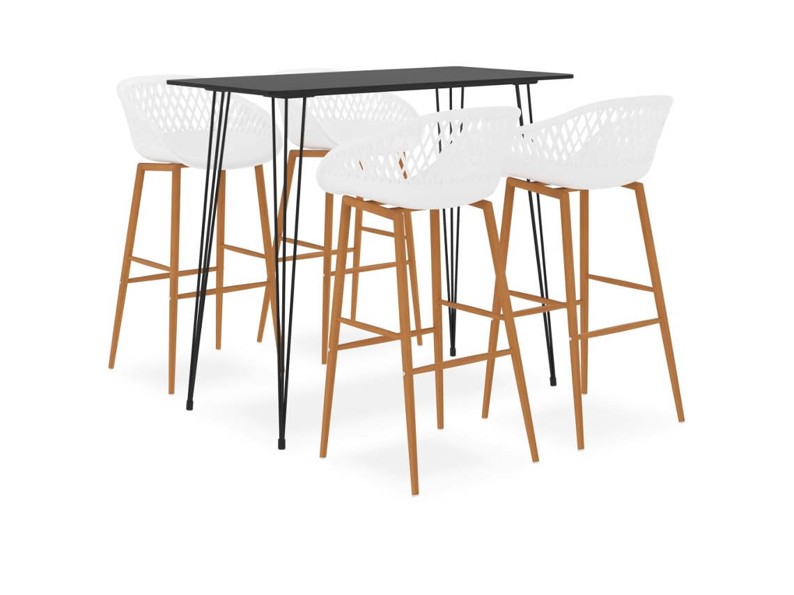 Vidaxl 5 Pcs Conjunto De Bar Preto E Branco