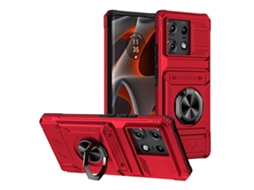 Capa Para Celular Motorola Edge 50 Pro Em Tpu+pc Resistente A Impactos, Com Compartimento Para Cartão E Suporte De Anel De Metal.