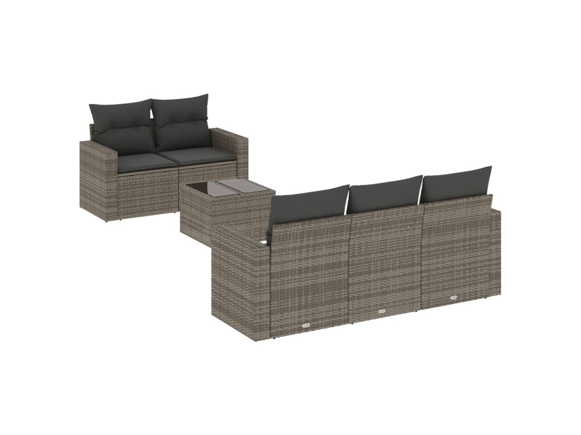 Maison Exclusive - 6 Pcs Conjunto Sofás De Jardim Com Almofadões Vime Cinzento