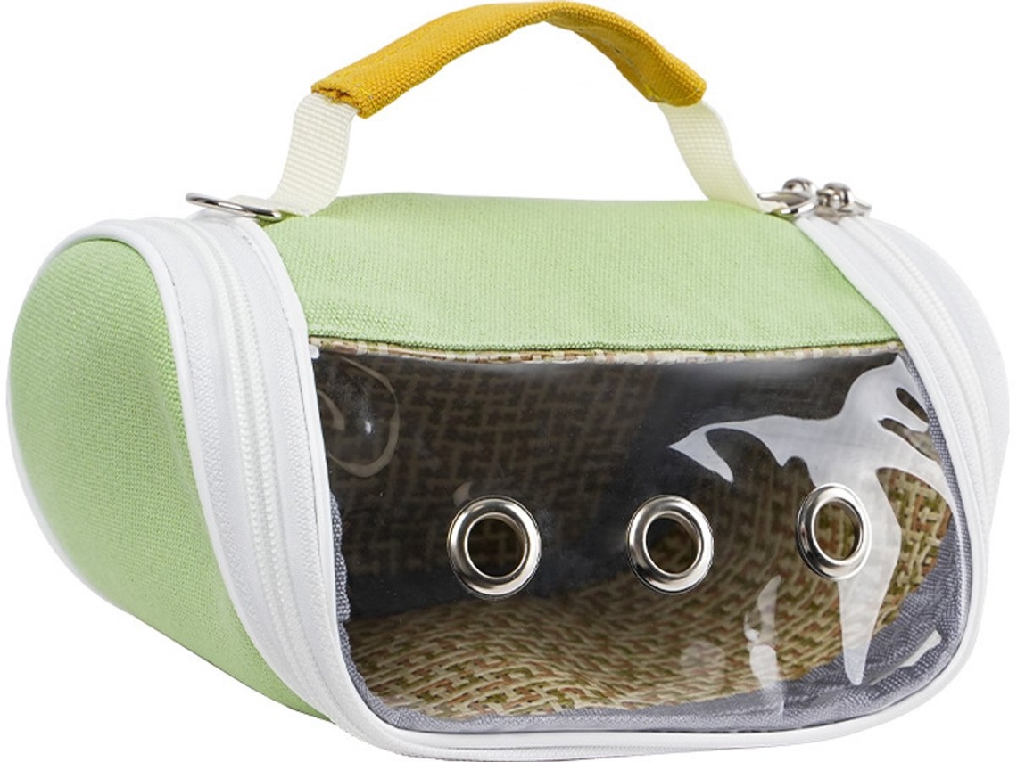 Gaiola De Viagem Para Pássaros, Transparente E Ventilada, Para Papagaios Pequenos. Bolsa De Transporte Leve E Dobrável Com Bolso Lateral Verde
