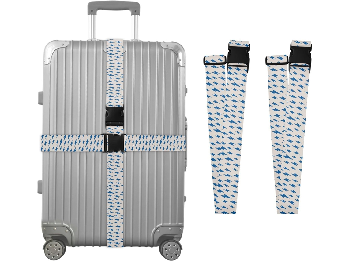 Conjunto De 2 Cintas Bagagem Com Estampa Raio Azul Para Malas, Cintas De Viagem, Acessórios Para Cintos, Conector De