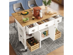 Ilha De Cozinha Moderna , Armario De Cocina, Armario De Comedor, Carrito De Comedor, Carrito De Comedor Com Veta De Madera Zkaka (120×45×90 Cm)