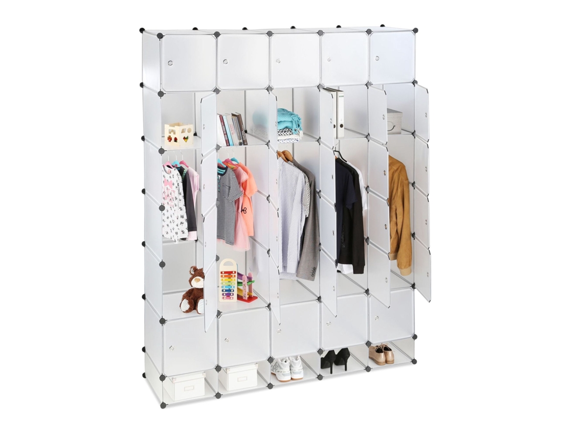 Sistema de arrumação de roupa modular XXL com 25 compartimentos e 5 varões