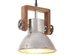 vidaXL Candeeiro suspenso industrial redondo 25 W 19 cm E27 prateado
