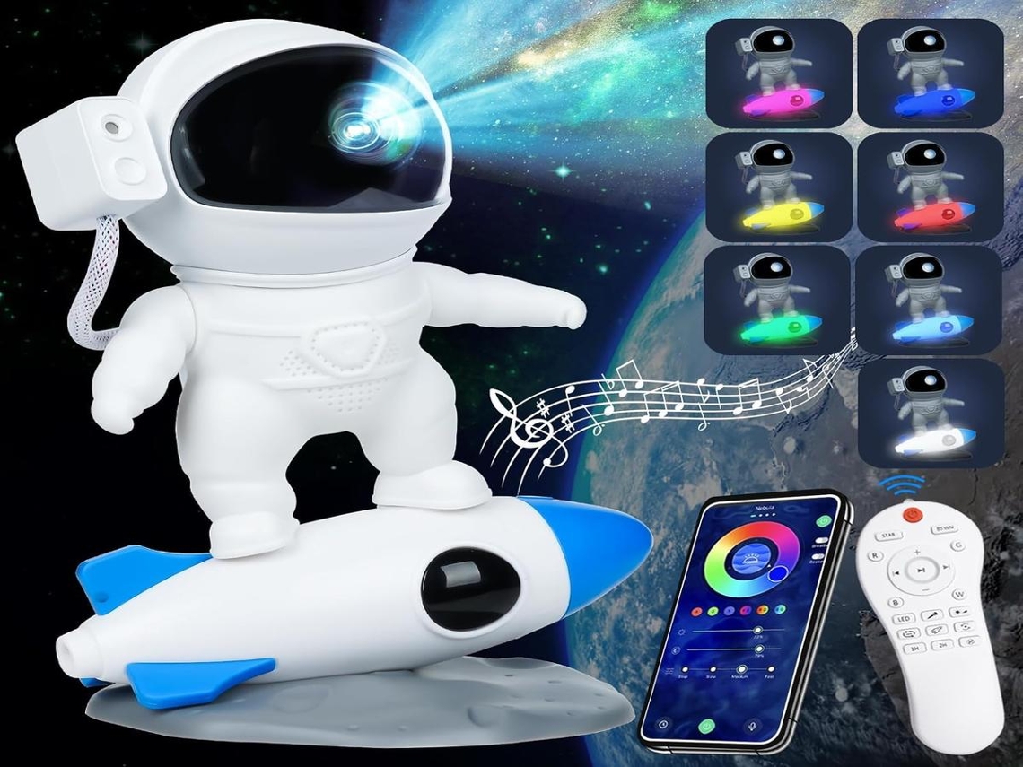 Lurelia Projetor De Estrelas Astronauta, Controlo Remoto, Usb, Led, Dimerizável, Céu Estrelado